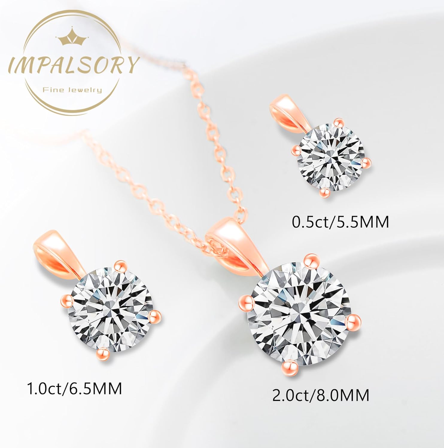 925 Sterling Silver Necklace for Women, 1ct 6.5mm D Colorless Moissanite Necklace Round Brilliant Cut Solitaire Pendant Necklace Gold Plated Classic 4 Prong 18 Inch Chain Necklace