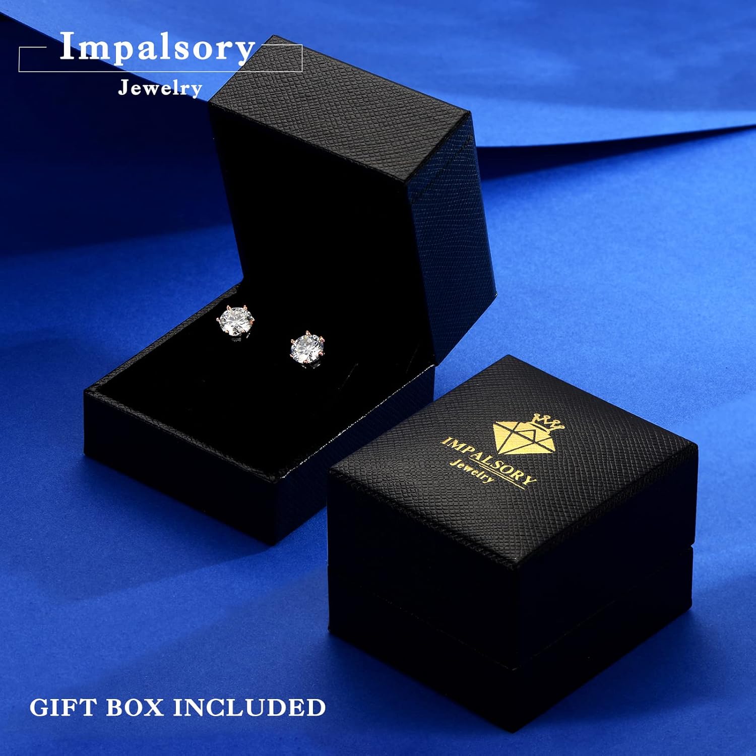 Moissanite Stud Earrings, 1ct-2ct Lab Created Moissanite Earrings for Women D Color VVS1 Clarity Brilliant Round Cut Moissanite 18K White Gold Plated 925 Sterling Silver Studs with Friction Back